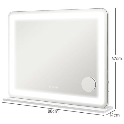 Vanity Mirror with Lights, 10X Magnifying, USB Charging Port, White