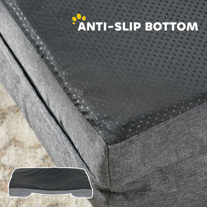 Dog Sofa Bed, Washable Pet Bed with Non-Slip Bottom, Grey
