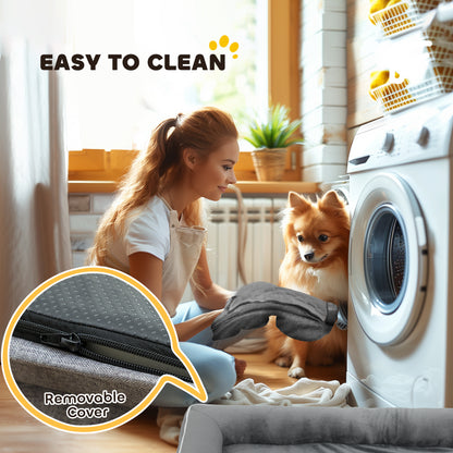 Dog Sofa Bed, Washable Pet Bed with Non-Slip Bottom, Grey