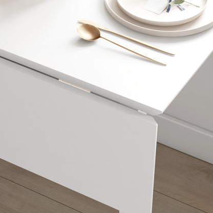 Extendable Kitchen Table for 2-4, Folding Drop Leaf Dining Table, White