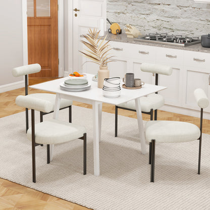 Extendable Kitchen Table for 2-4, Folding Drop Leaf Dining Table, White