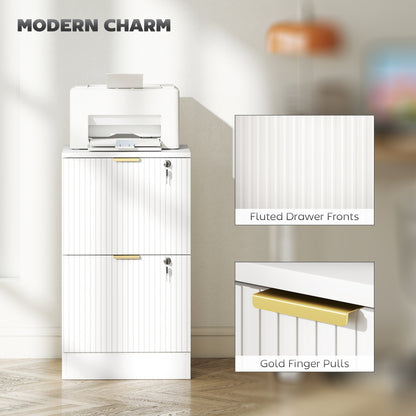 Filing Cabinet, File Cabinet with 2 Lockable Drawers and Hanging Rails