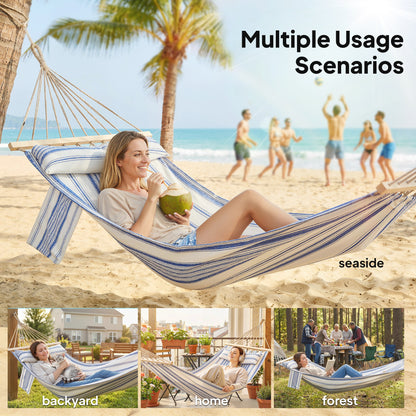 Cotton Hammock, Soft Portable Swing Chair w/ Headrest