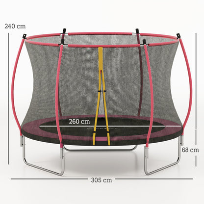 10ft Trampoline with Enclosure Net and Spring Cover, Pink