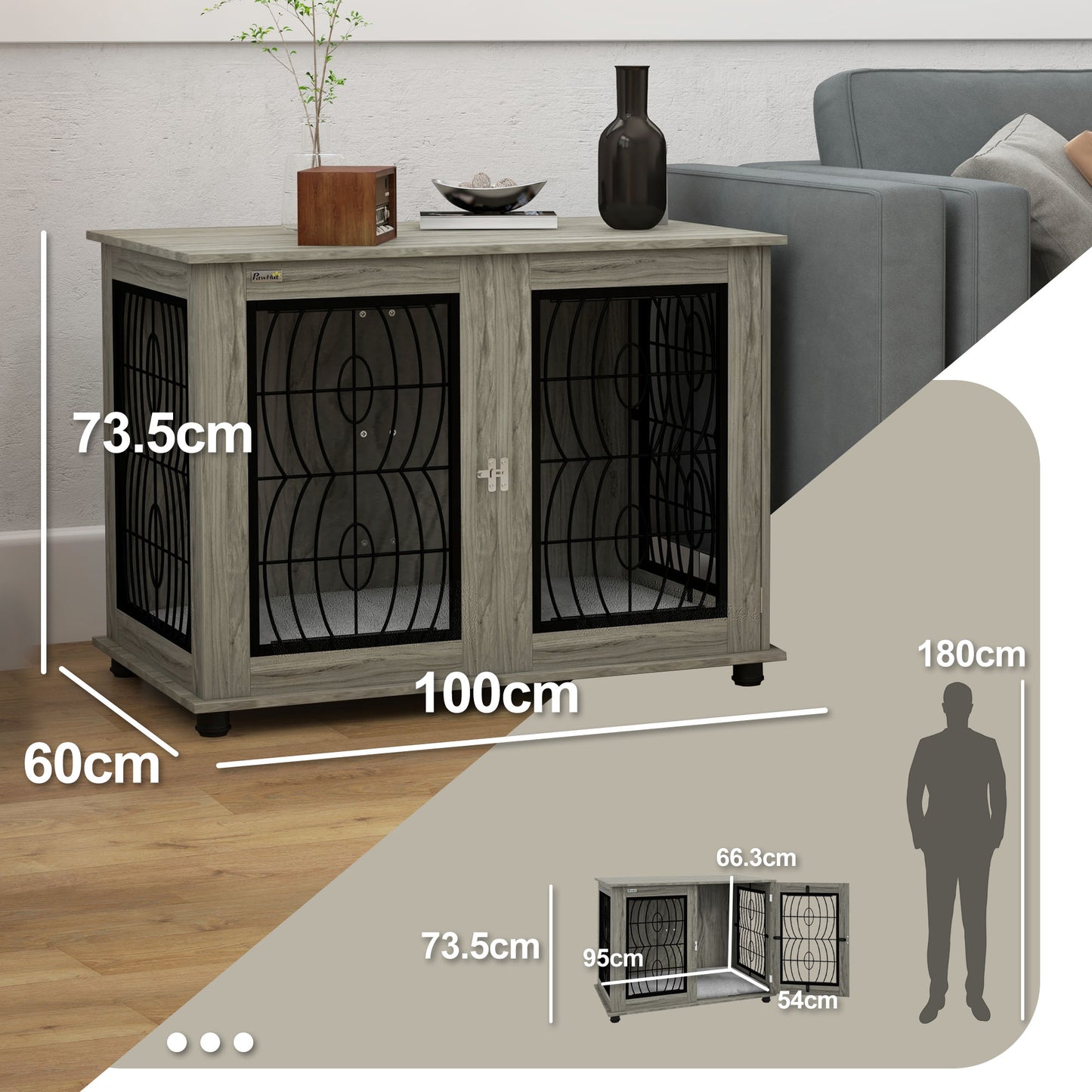 Dog Crate Furniture, 37" End Table for Large Dogs w/ Cushion