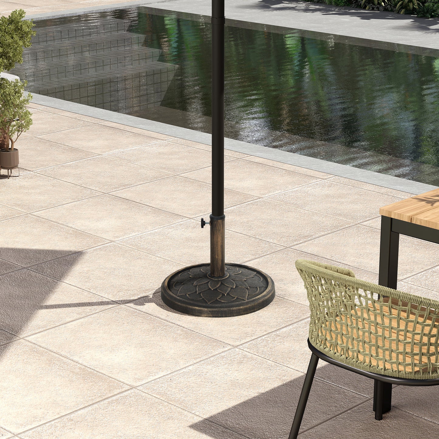 12kg Resin Garden Parasol Base Sun Umbrella Base, Bronze Tone