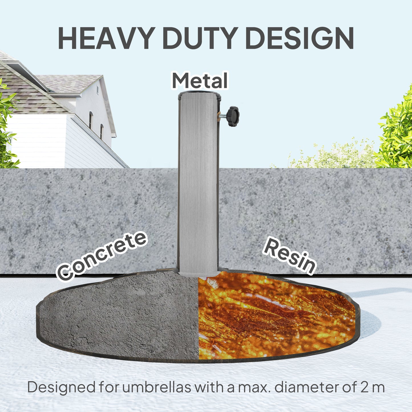 12kg Resin Garden Parasol Base Sun Umbrella Base, Bronze Tone