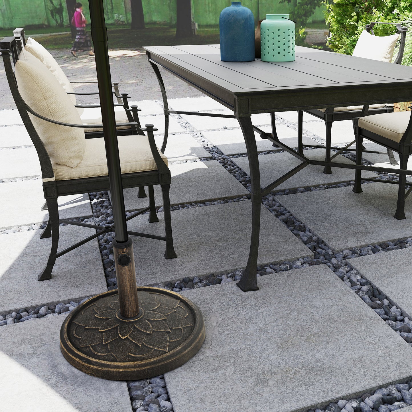 12kg Resin Garden Parasol Base Sun Umbrella Base, Bronze Tone