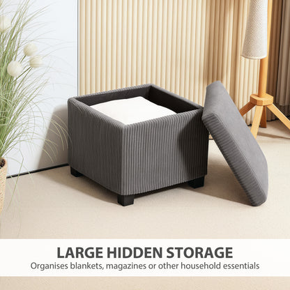 40 cm Ottoman Storage Box with Removable Lid, Foot Rest, Grey