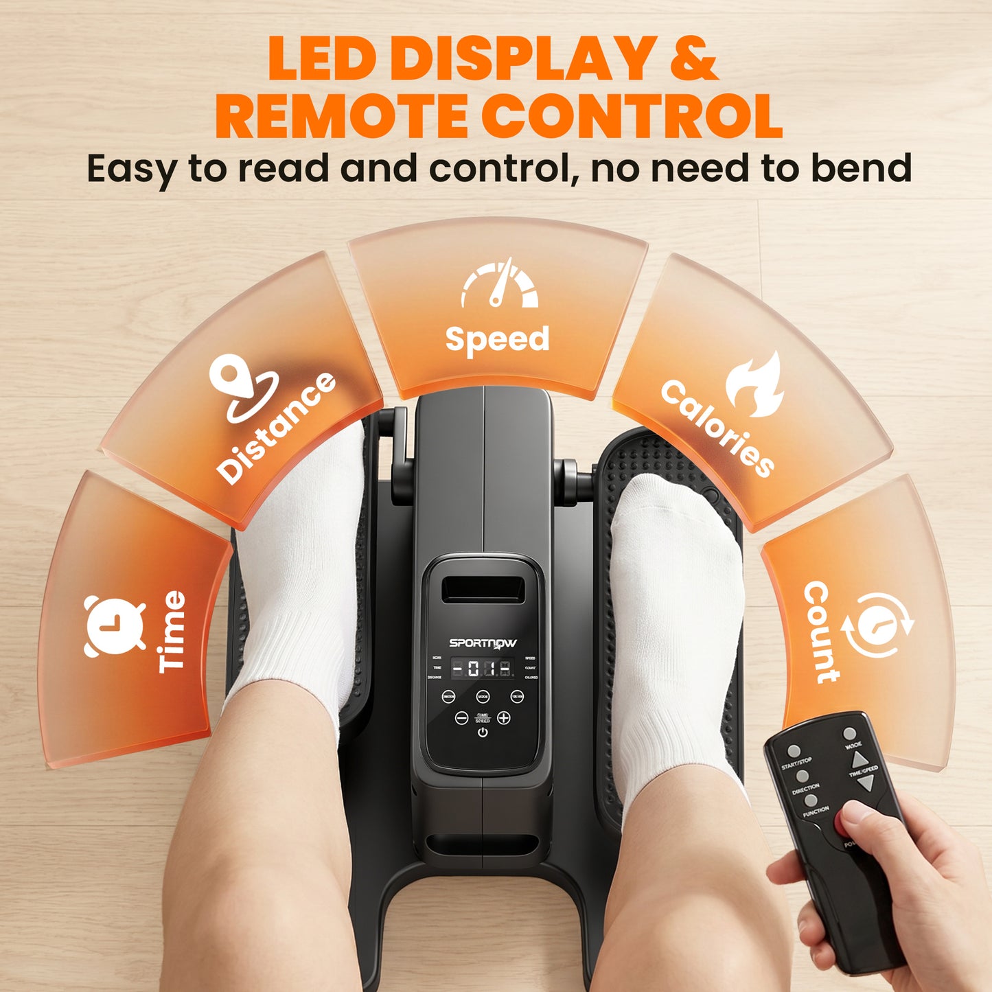 Under Desk Elliptical Machine, Electric Elliptical Machine for Seniors with Manual/Auto Mode, 12 Adjustable Speed, Portable Seated Pedal Exerciser with Remote Control & LED Monitor for Home