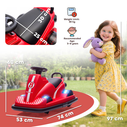 Electric Kids Bumper Car with 360 Degree Rotation Spin, Red