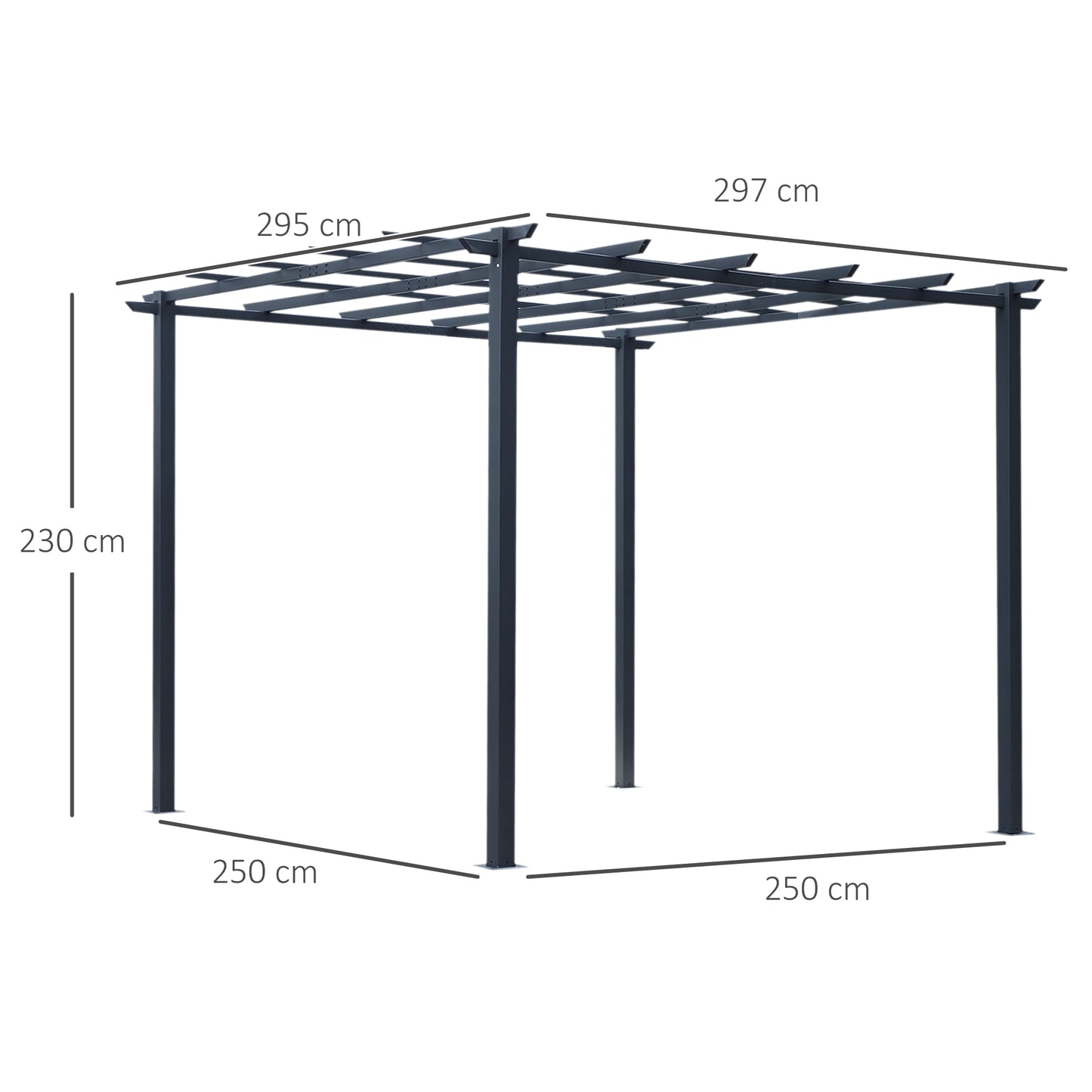 3x3m Metal Gazebo Pergola Grape Trellis Climbing Plants Sun Shelter