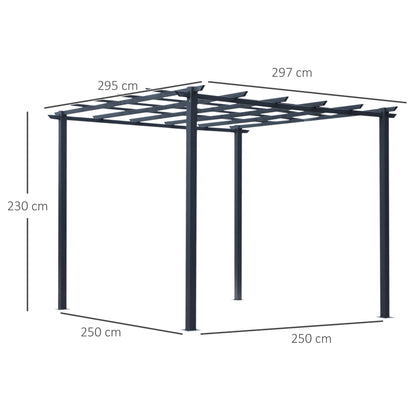3x3m Metal Gazebo Pergola Grape Trellis Climbing Plants Sun Shelter
