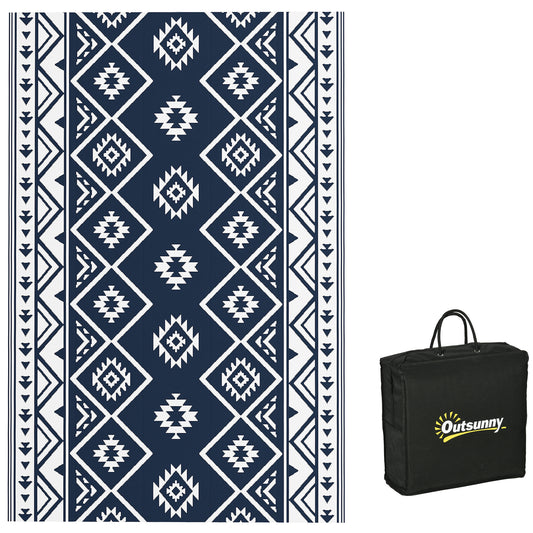 Reversible Waterproof Outdoor Rug W/ Carry Bag, 182 x 274cm, Dark Blue