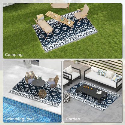 Reversible Waterproof Outdoor Rug W/ Carry Bag, 182 x 274cm, Dark Blue