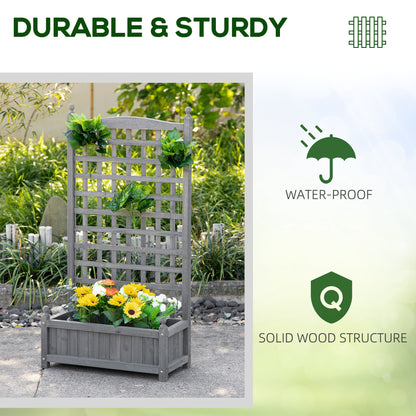 Raised Garden Bed with Trellis Garden Planters Indoor Grey