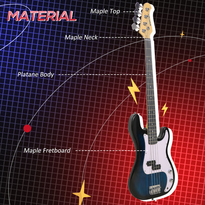 4 String Full Size Electric Bass Guitar for Beginner with Amp, Blue