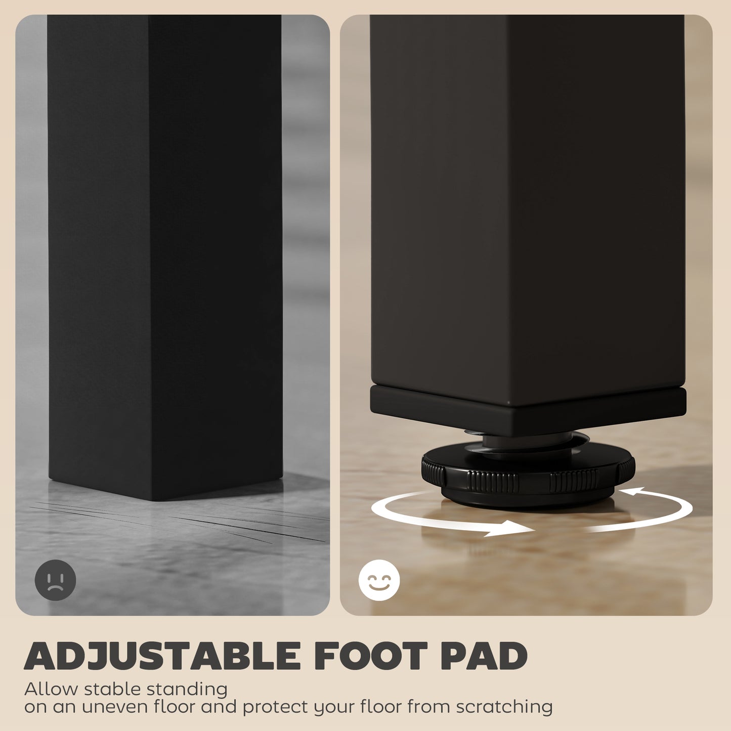Bar Table Coffee Table with Adjustable Footpads Black Marble Effect