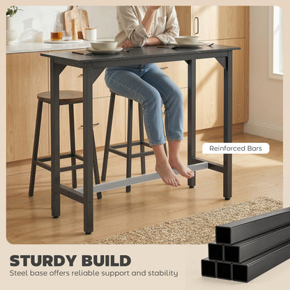 Bar Table Coffee Table with Adjustable Footpads Black Marble Effect