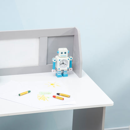 2 PCs Childrens Table and Chair Set w/ Whiteboard Storage - Grey