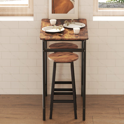 Barstools, Breakfast Bar Stools with Footrest, Rustic Brown