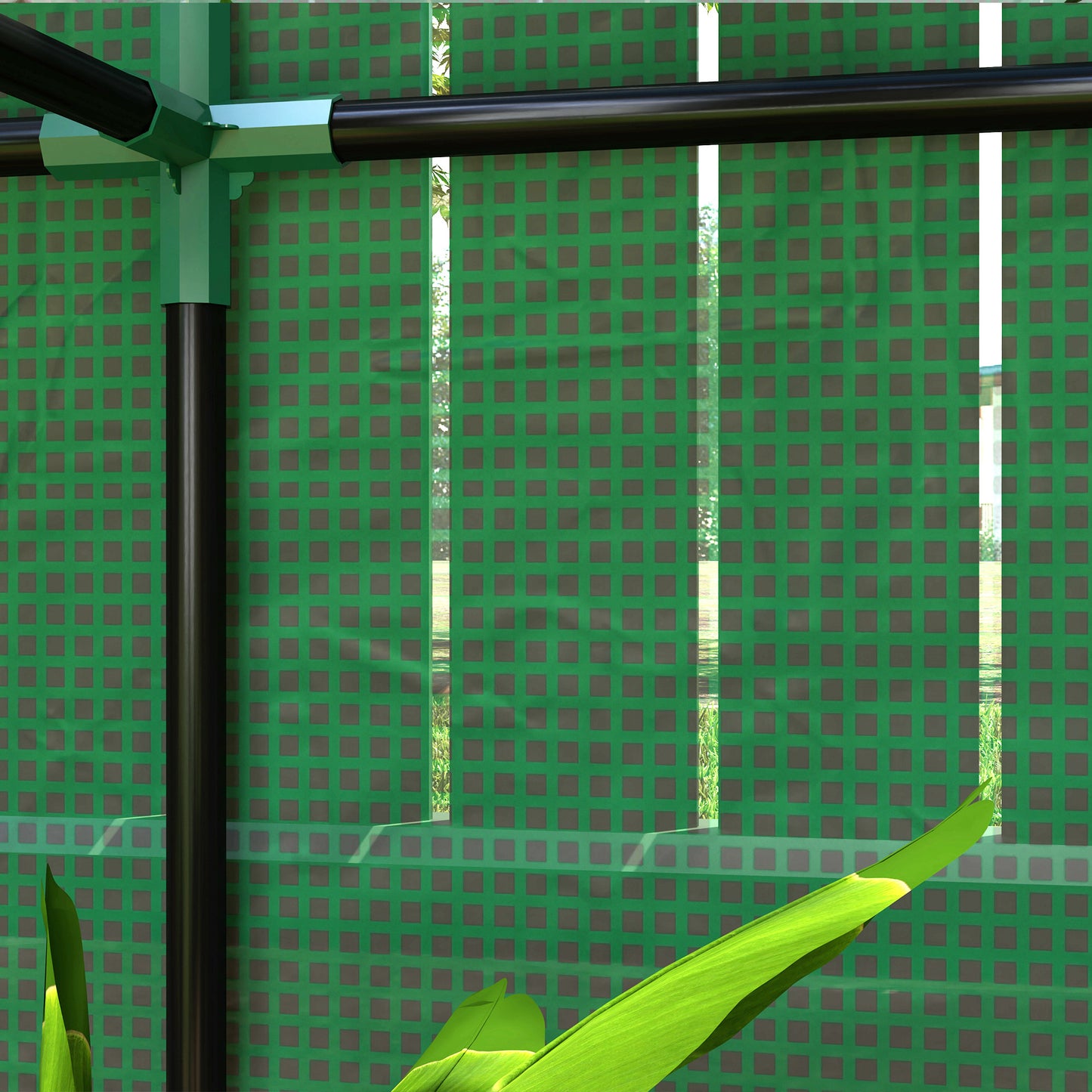 3 Tier Mini Greenhouse with PE Cover, Roll-Up Door, Green