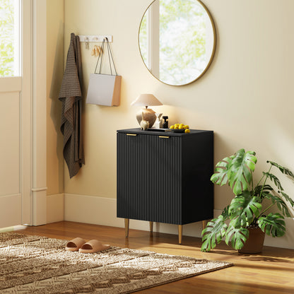 Sideboard Buffet Cabinet, Modern Kitchen Storage Cabinet with 2 Doors and Adjustable Shelf, Living Room Sideboard with Metal Legs for Hallway, Black