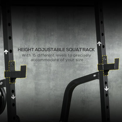 Smith Machine Power Rack with Pull Up Bar, Lat Pull Down System