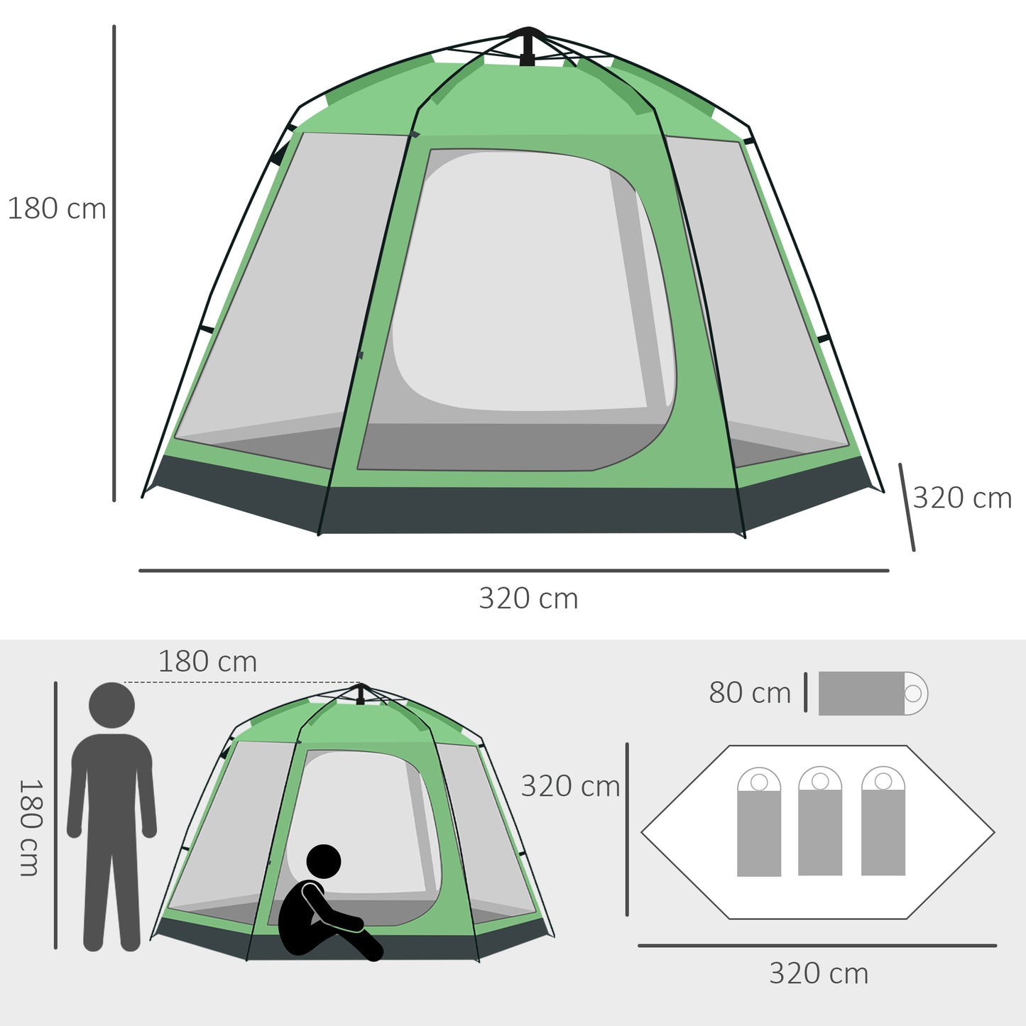 6 Person Camping Tent 2-Tier Pop-up Tent w/ Portable Carry Bag