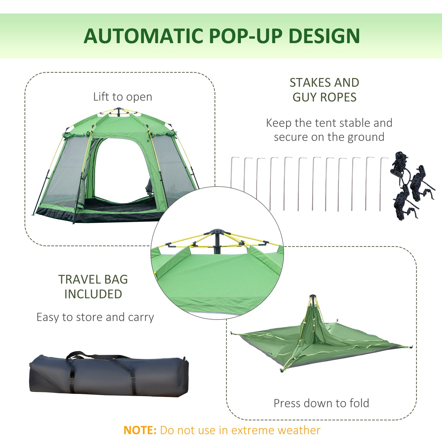 6 Person Camping Tent 2-Tier Pop-up Tent w/ Portable Carry Bag