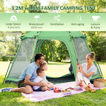 6 Person Camping Tent 2-Tier Pop-up Tent w/ Portable Carry Bag