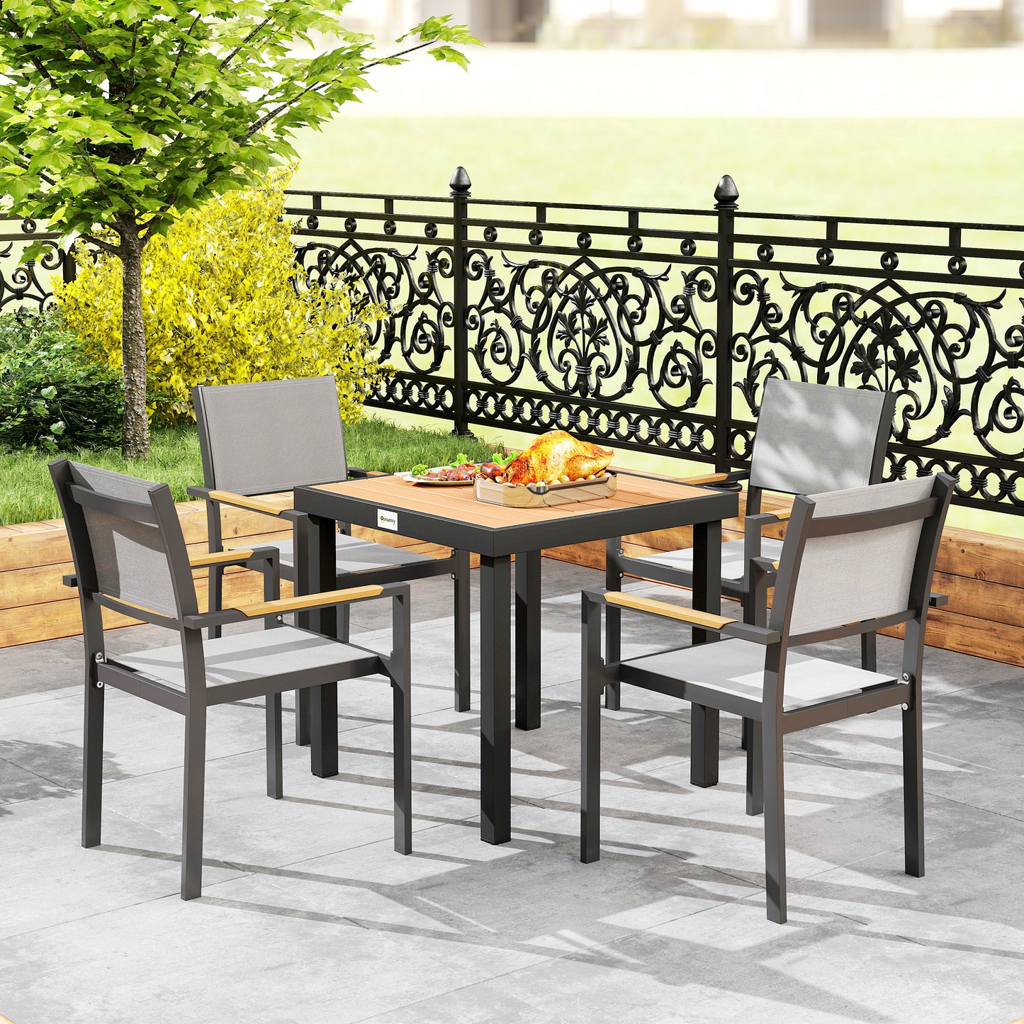 78 cm Garden Dining Table for 4, Square Outdoor Side Table, Natural
