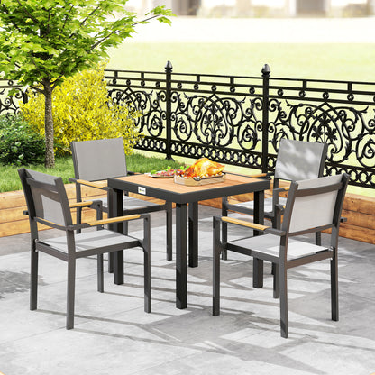 78 cm Garden Dining Table for 4, Square Outdoor Side Table, Natural