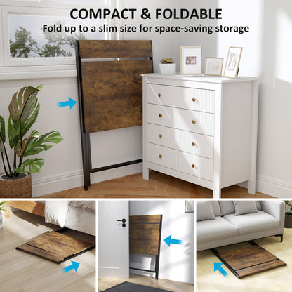 70 cm Folding Computer Desk for Small Spaces Bedroom Rustic Brown