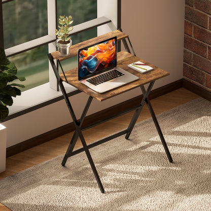 70 cm Folding Computer Desk for Small Spaces Bedroom Rustic Brown