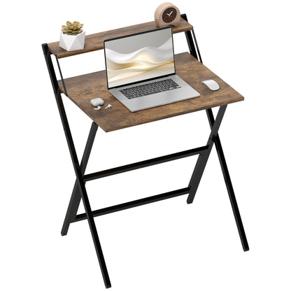 70 cm Folding Computer Desk for Small Spaces Bedroom Rustic Brown