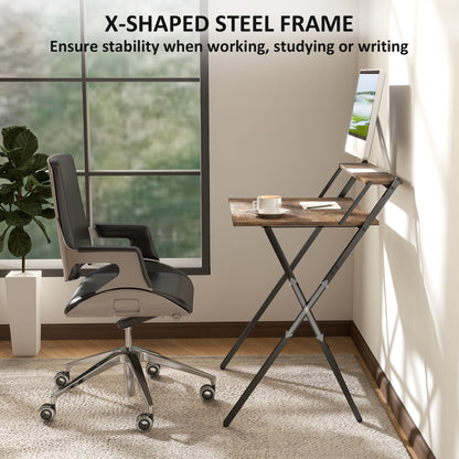 70 cm Folding Computer Desk for Small Spaces Bedroom Rustic Brown