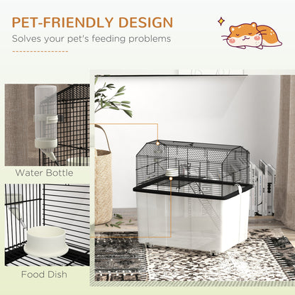 Hamster Cage, Two-Tier Gerbil Cage w/ Deep Bottom, Ramp, Food Dish
