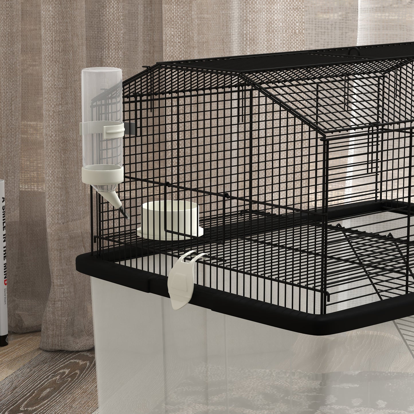 Hamster Cage, Two-Tier Gerbil Cage w/ Deep Bottom, Ramp, Food Dish