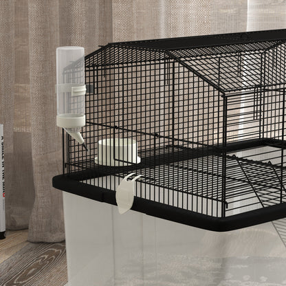 Hamster Cage, Two-Tier Gerbil Cage w/ Deep Bottom, Ramp, Food Dish
