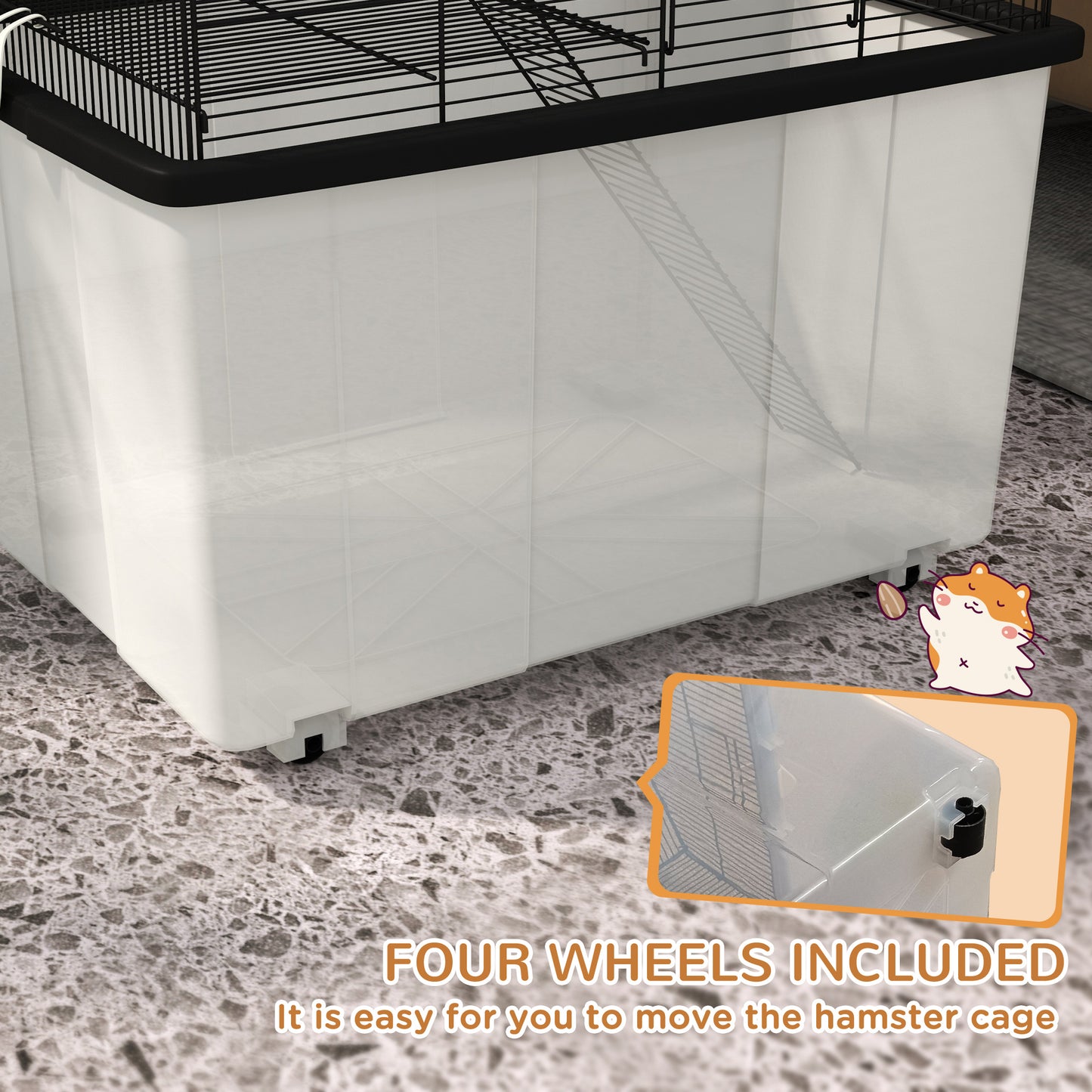 Hamster Cage, Two-Tier Gerbil Cage w/ Deep Bottom, Ramp, Food Dish
