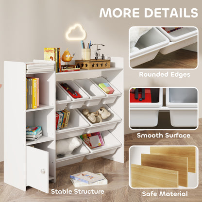 Toy Storage Unit with 8 Removable Bins, Storage Shelves, Cabinet