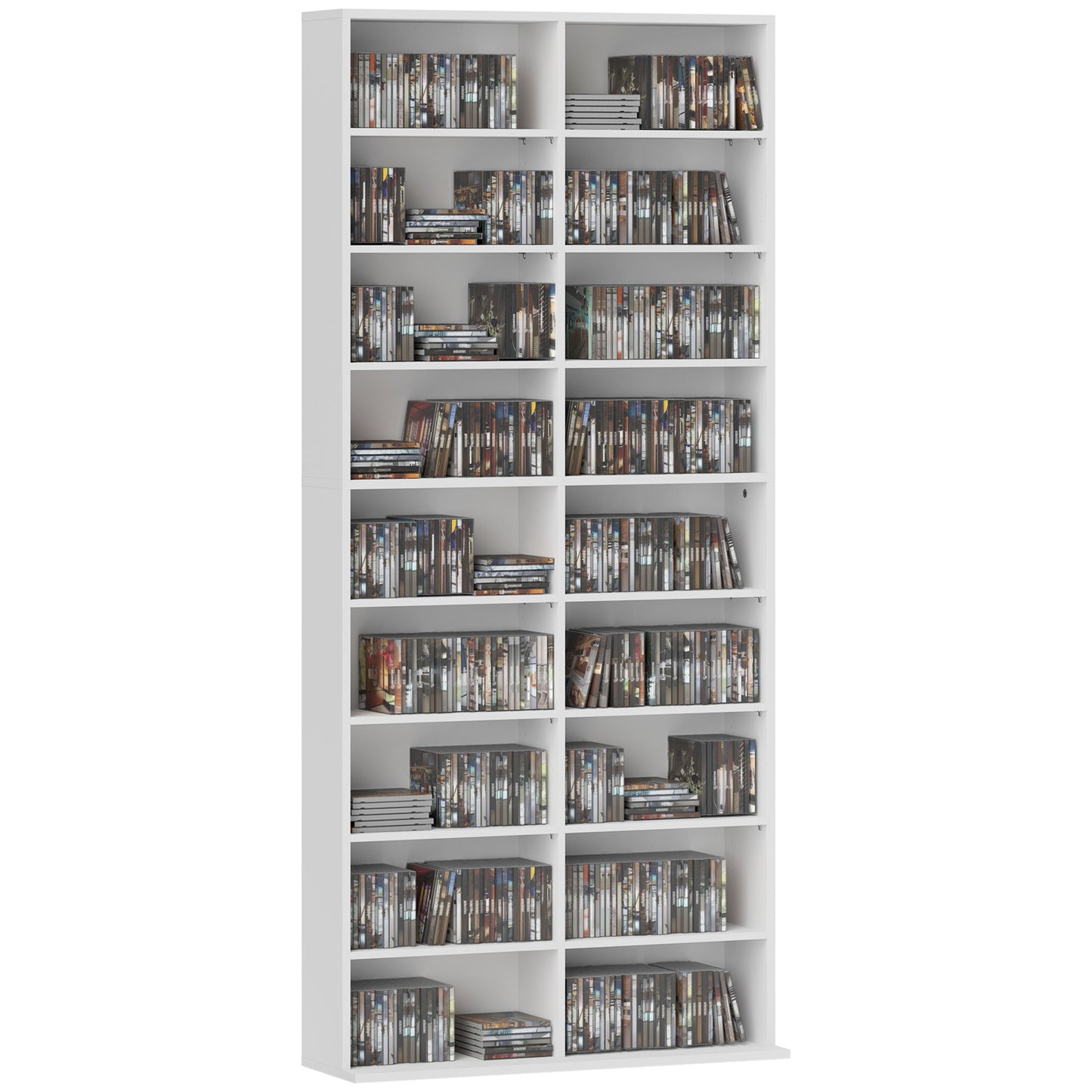 640 CD Storage Unit 360 DVD Storage Tower w/ 18 Compartments White