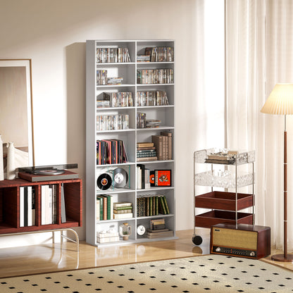 640 CD Storage Unit 360 DVD Storage Tower w/ 18 Compartments White