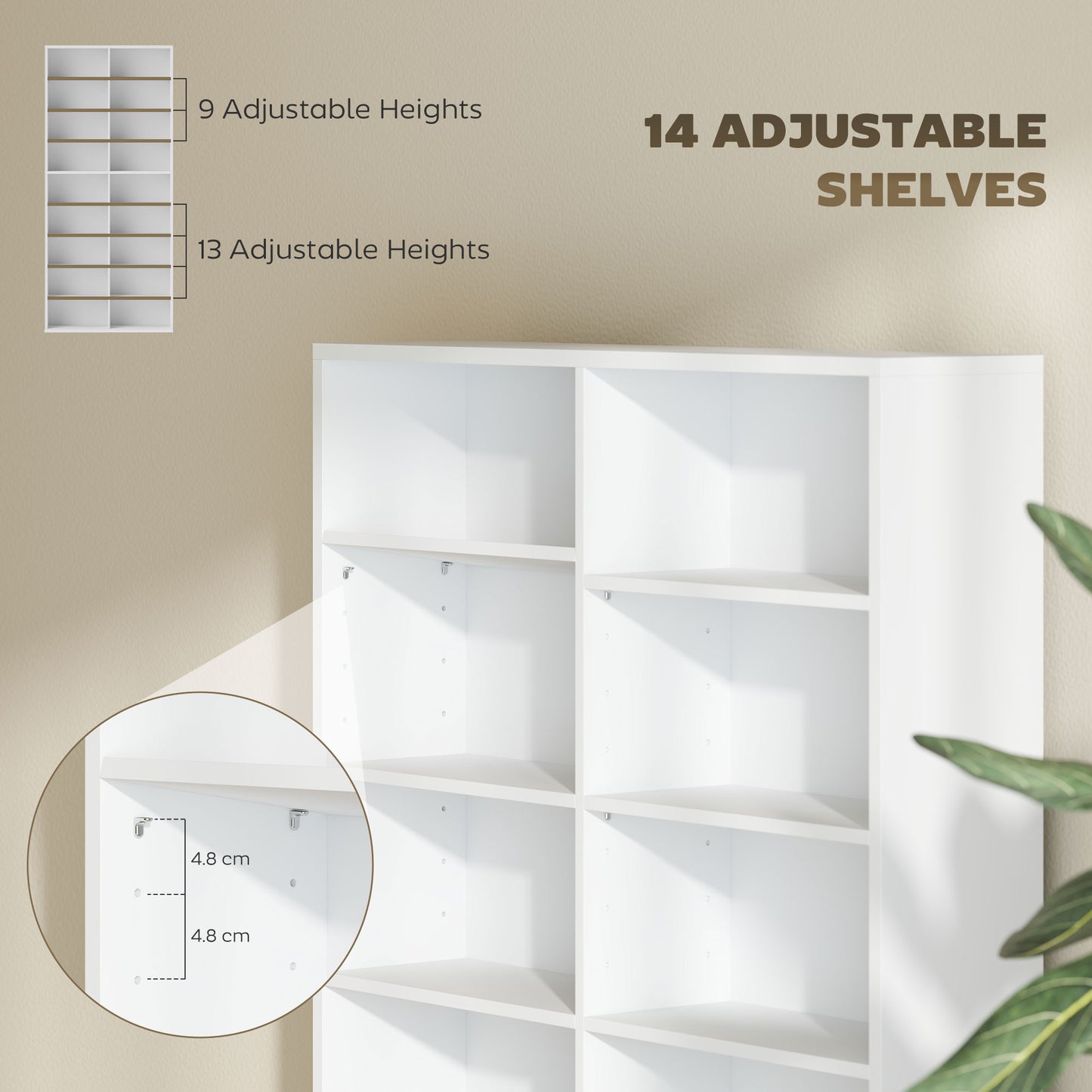640 CD Storage Unit 360 DVD Storage Tower w/ 18 Compartments White