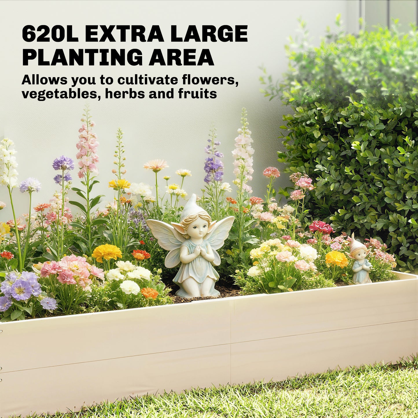 Wooden Raised Bed for Garden, 620L Extra Large Raised Garden Bed