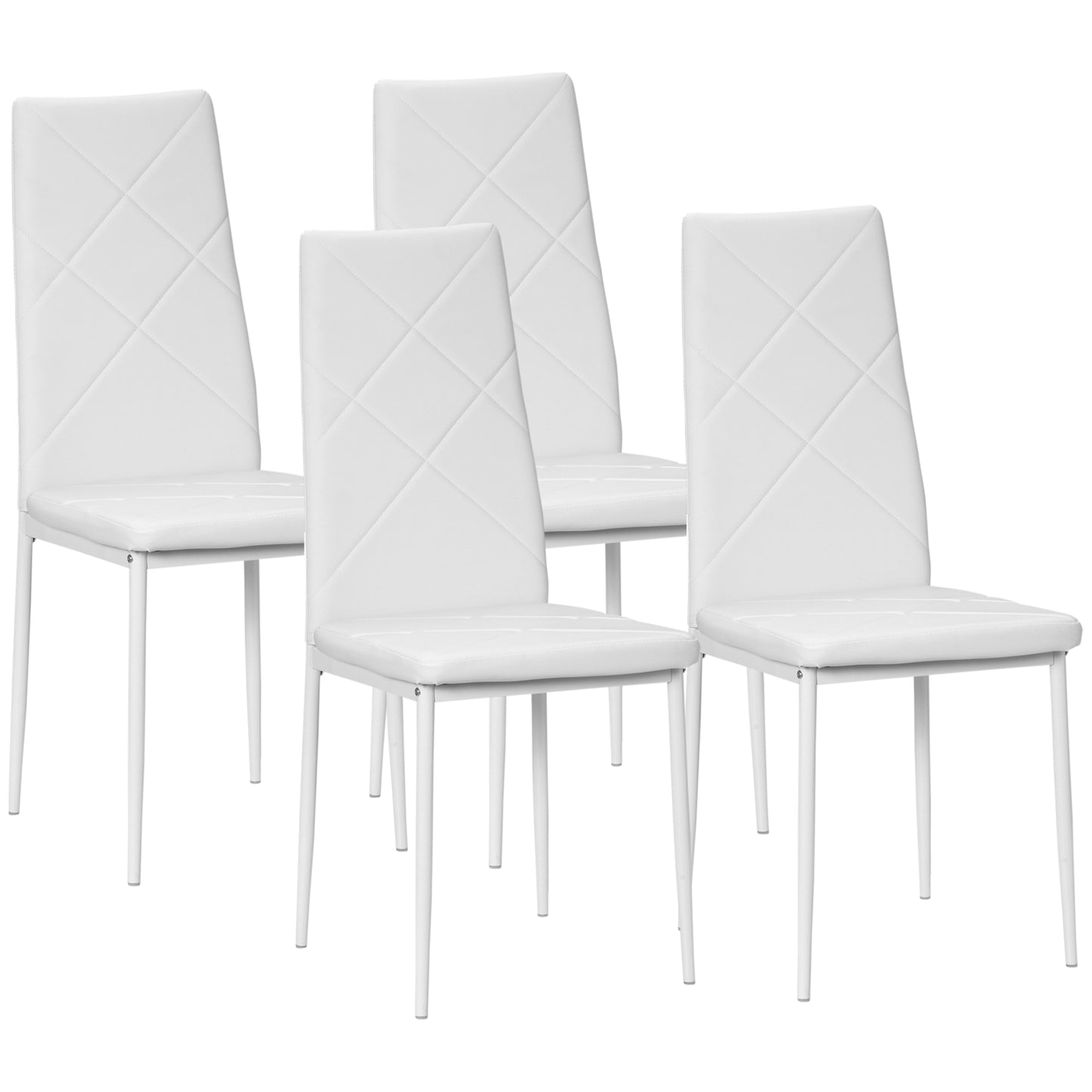 4-Pieces Dining Chairs, Faux Leather Kitchen Chairs, White
