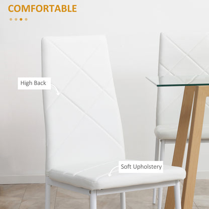 4-Pieces Dining Chairs, Faux Leather Kitchen Chairs, White