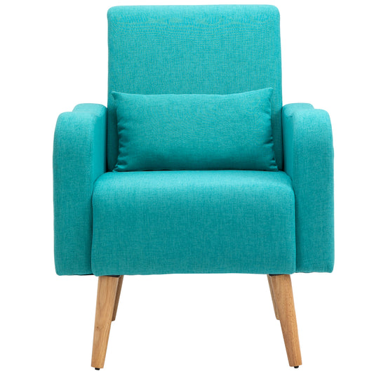 Upholstered Leisure Lounge Sofa, Accent Chair with Pillow, Teal