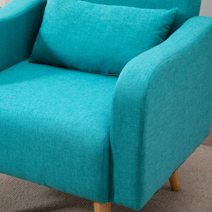 Upholstered Leisure Lounge Sofa, Accent Chair with Pillow, Teal